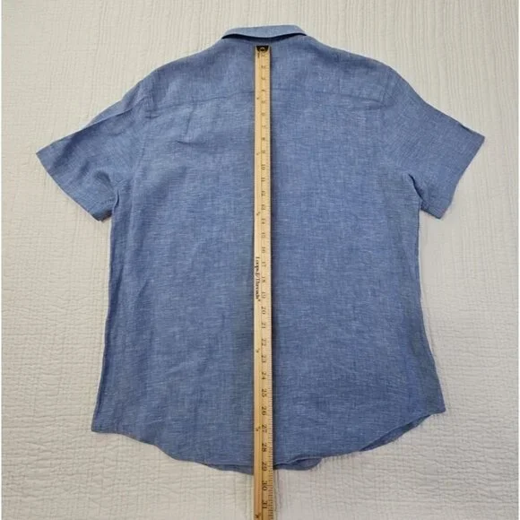 Nautica Linen Blend Short Sleeve Shirt Men's M Blue Button Up EUC LN Resortwear - Picture 11 of 12